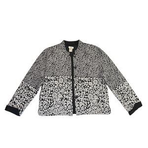 Floral Quilted Black and White Jacket size XL